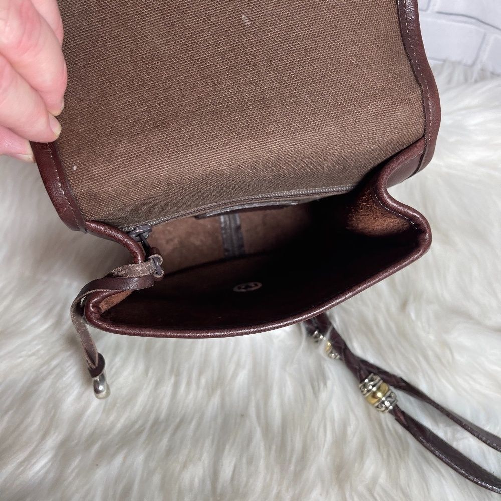 Brighton‎ VTG Brown Leather/Croc Crossbody Bag - Picture 7 of 8